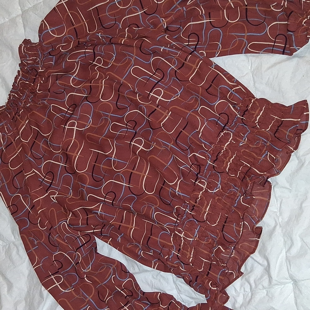 Women's Ruffled Brown Top - Picture 2 of 5